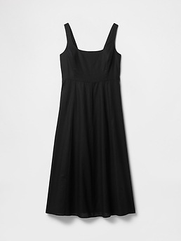 Linen-Blend Squareneck Midi Dress | Gap Factory