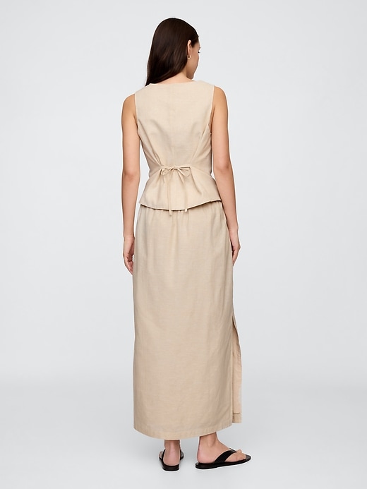 Image number 2 showing, Linen-Blend Maxi Slip Skirt