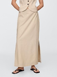 Linen-Blend Maxi Slip Skirt