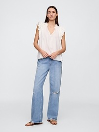 Ruffle Splitneck Top