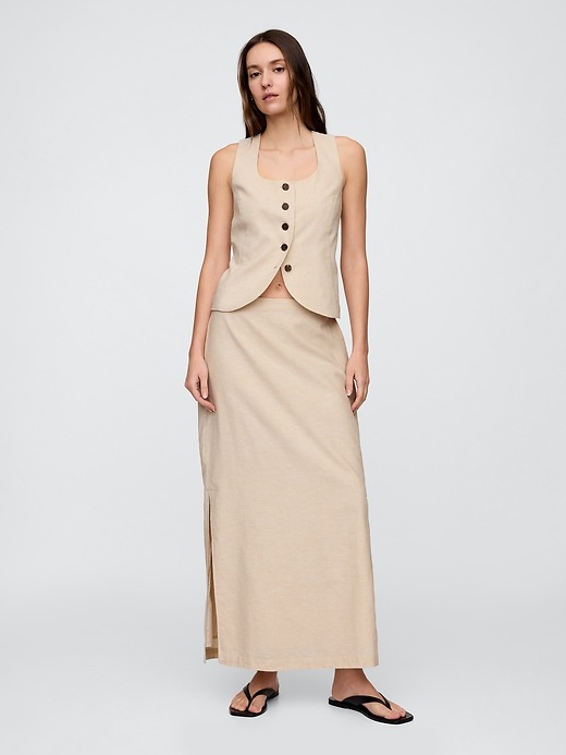 Linen-Blend Scoopneck Vest