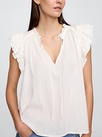 Ruffle Splitneck Top