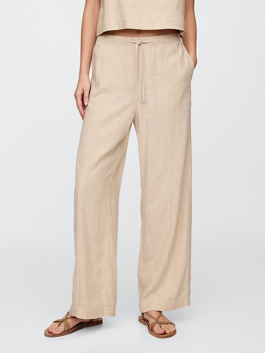 Image number 2 showing, Mid Rise Linen-Blend Pull-On Wide-Leg Pants
