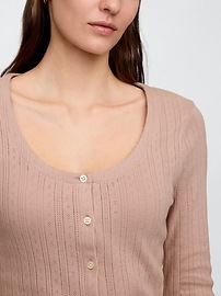 Pointelle Scoopneck Cardigan