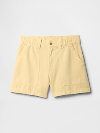 4" High Rise Soft Denim Utility Shorts