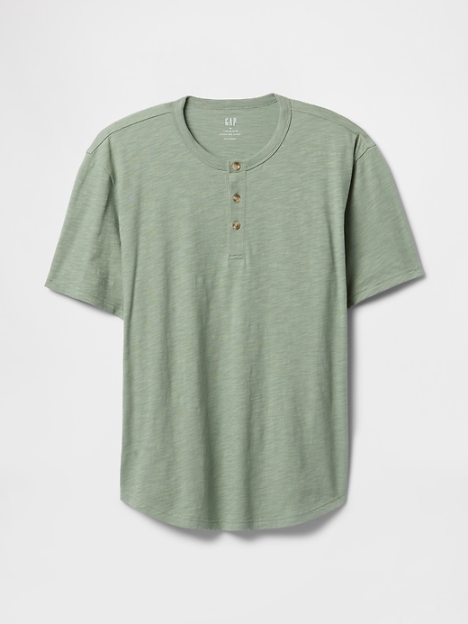 Image number 5 showing, Lived-In Relaxed Curved Hem Henley T-Shirt