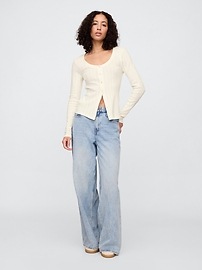 Pointelle Scoopneck Cardigan