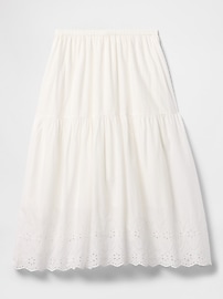 Tiered Eyelet Midi Skirt