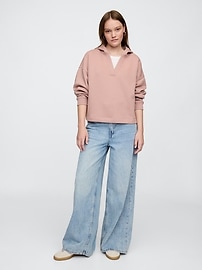 Relaxed Fleece V-Neck Hoodie