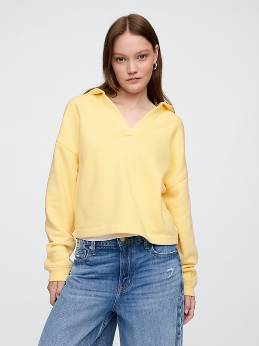 Image number 1 showing, Relaxed Fleece V-Neck Hoodie