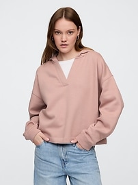 Relaxed Fleece V-Neck Hoodie | Gap Factory