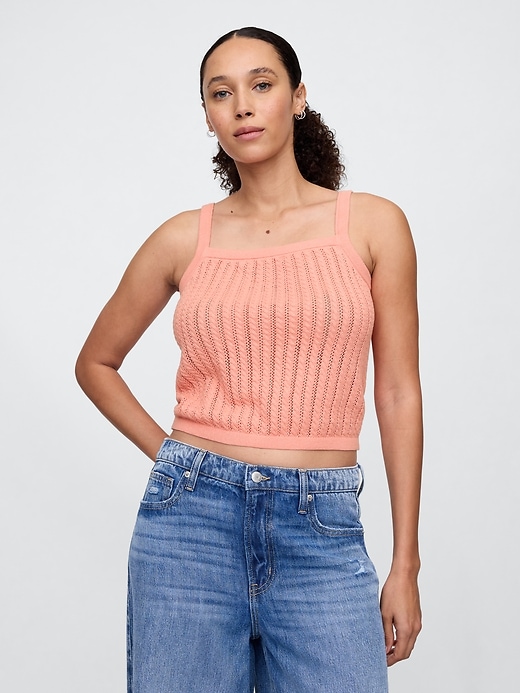 Image number 1 showing, Open-Stitch Sweater Tank Top