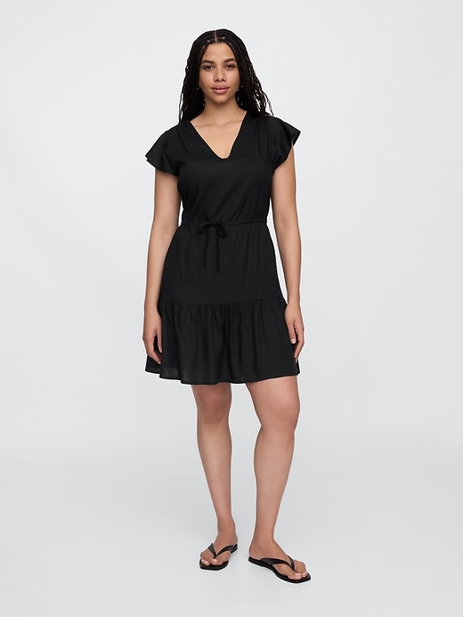 Image number 4 showing, Flutter Sleeve Tie-Waist Mini Dress