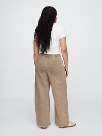 High Rise Wide-Leg Utility Pull-On Jeans