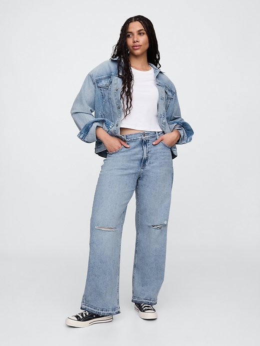 Image number 5 showing, Mid Rise Destructed '90s Loose Jeans