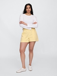 4" High Rise Soft Denim Utility Shorts