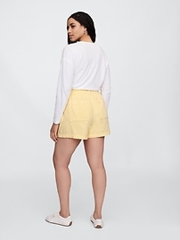 4" High Rise Soft Denim Utility Shorts
