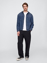Oversized Denim Hoodie Chore Jacket