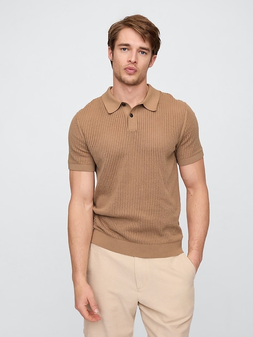 Image number 1 showing, Crochet Polo Shirt