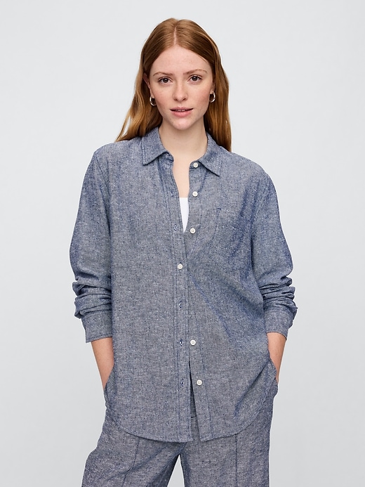 Image number 1 showing, Linen-Blend Easy Shirt