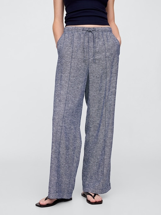 Image number 2 showing, Mid Rise Linen-Blend Pull-On Wide-Leg Pants