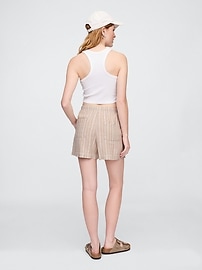 4" Mid Rise Pull-On Linen-Blend Shorts