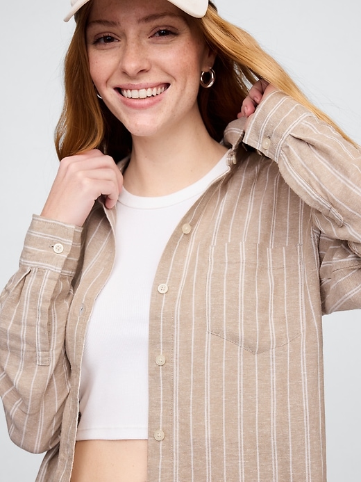Image number 4 showing, Linen-Blend Easy Shirt
