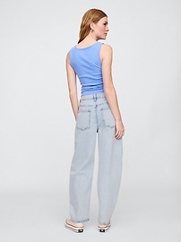 High Rise Seamed Barrel Jeans