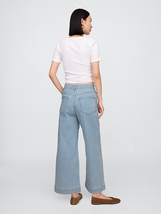 Image number 4 showing, High Rise Stripe Wide-Leg Crop Jeans