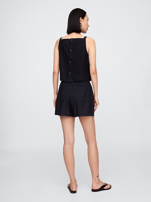Image number 4 showing, 4" Mid Rise Pull-On Linen-Blend Shorts
