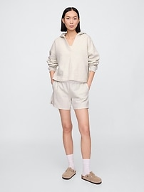 Relaxed Fleece V-Neck Hoodie