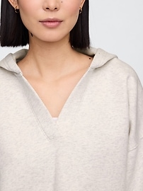 Relaxed Fleece V-Neck Hoodie