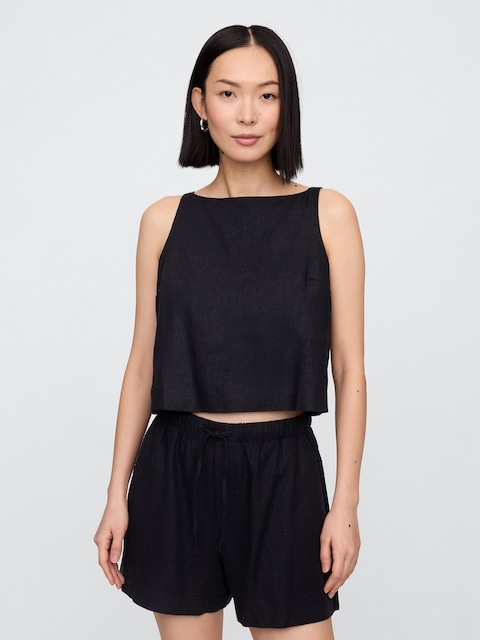 Linen-Blend Apron Top