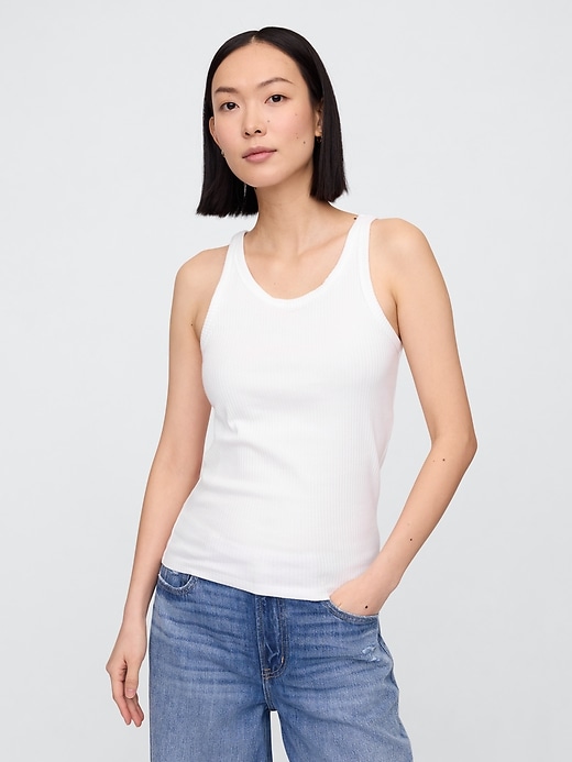 Image number 1 showing, Ribbed Scoopneck Tank Top