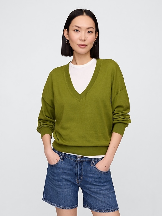 Image number 1 showing, CashSoft Relaxed V-Neck Sweater