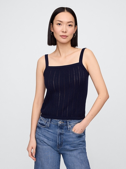 Image number 1 showing, Open-Stitch Sweater Tank Top