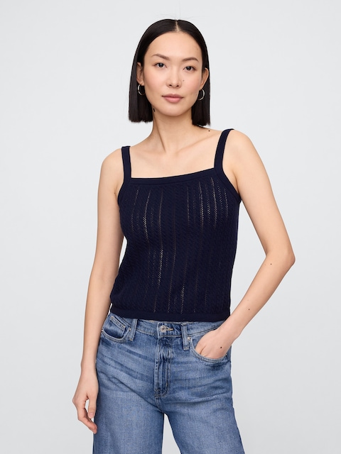 Open-Stitch Sweater Tank Top
