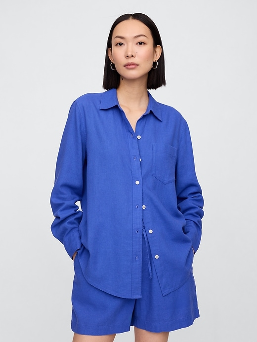 Image number 1 showing, Linen-Blend Easy Shirt