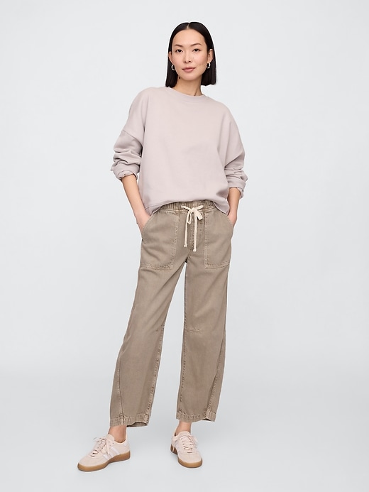 Image number 1 showing, Mid Rise SuperSoft Pull-On Barrel Jeans