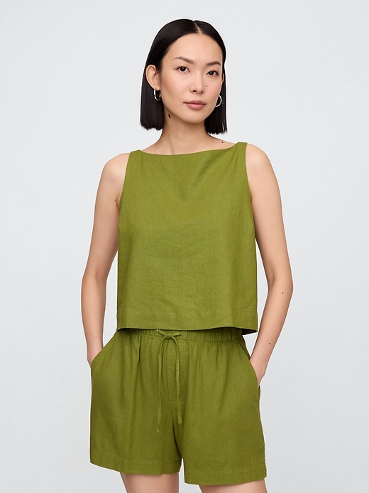 Image number 1 showing, Linen-Blend Apron Top
