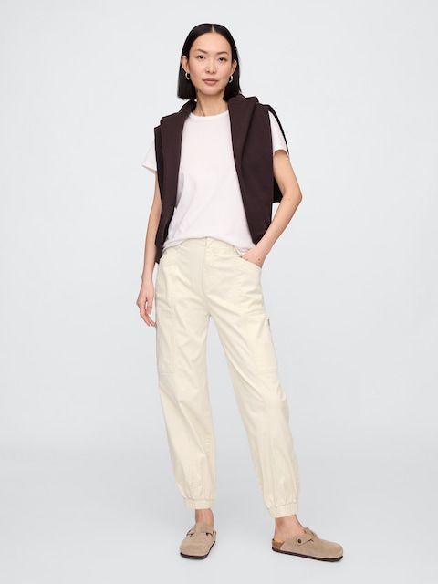 Mid Rise Downtown Khaki Cargo Joggers