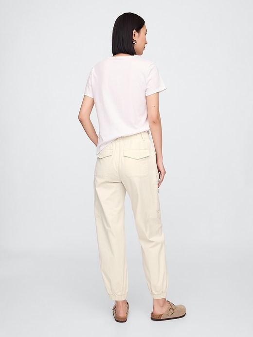 Image number 4 showing, Mid Rise Downtown Khaki Cargo Joggers