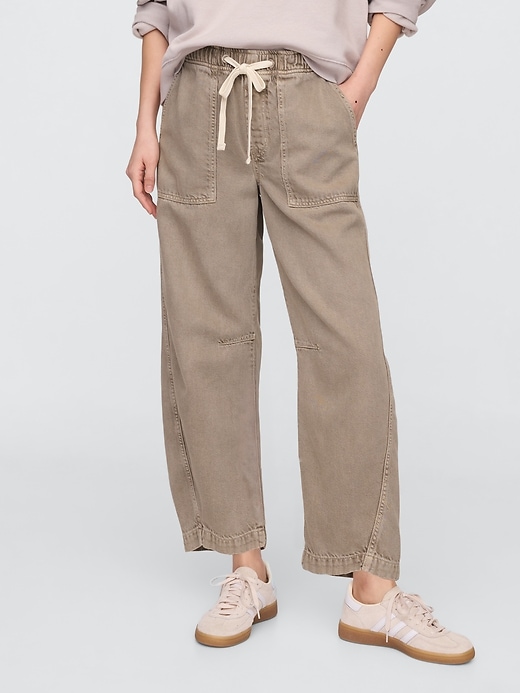 Image number 2 showing, Mid Rise SuperSoft Pull-On Barrel Jeans