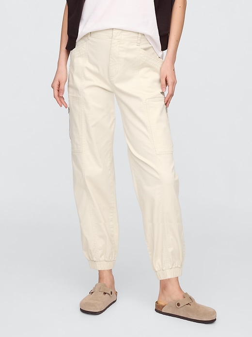 Image number 2 showing, Mid Rise Downtown Khaki Cargo Joggers