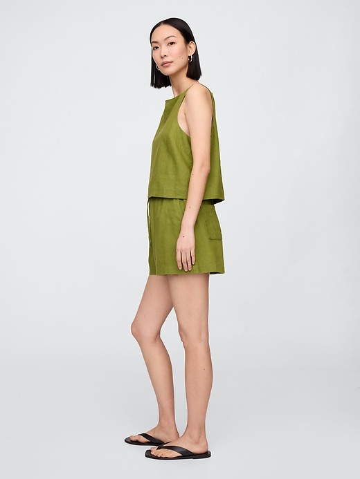 Image number 3 showing, 4" Mid Rise Pull-On Linen-Blend Shorts