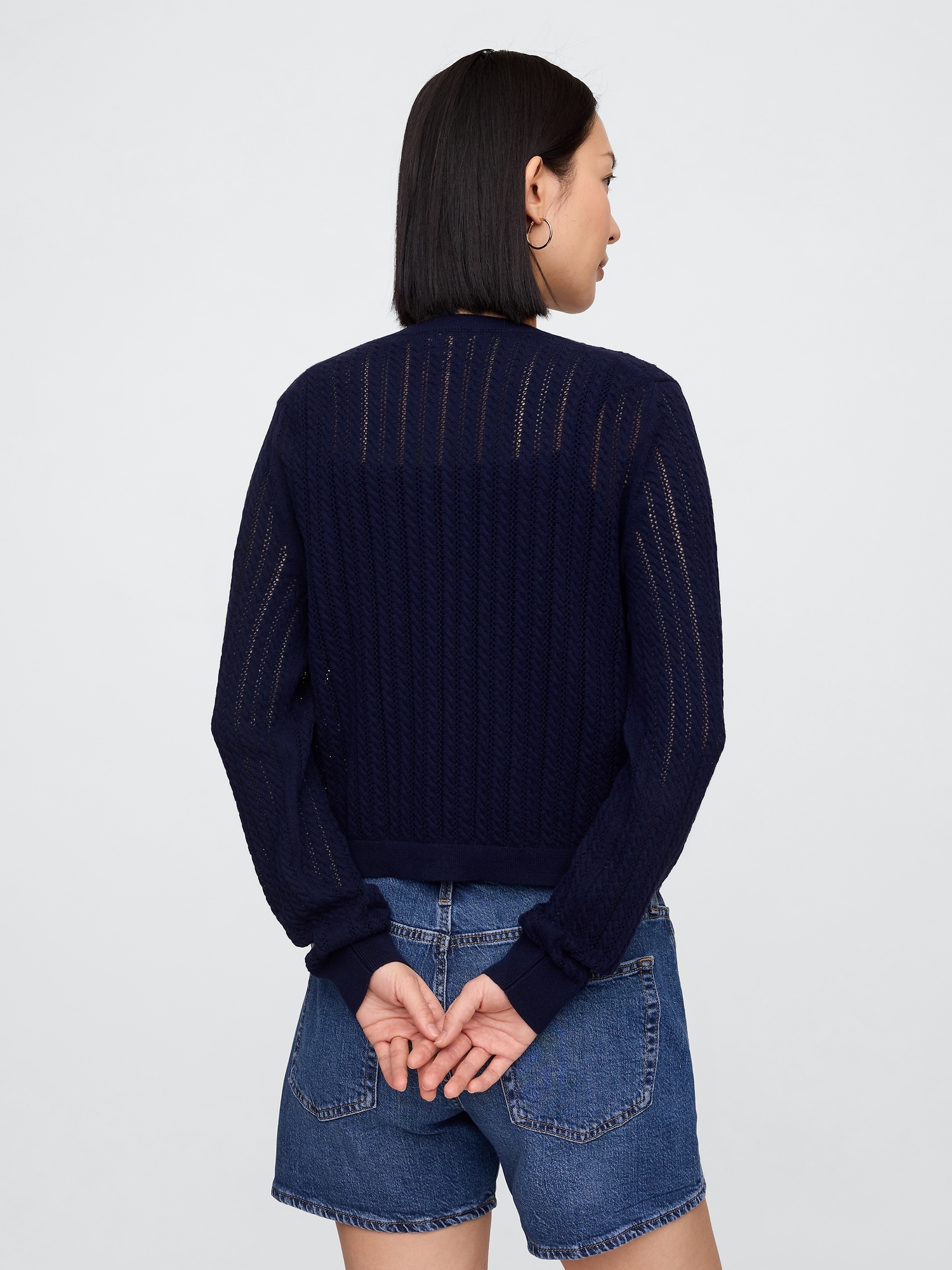Open-Stitch Crewneck Cardigan | Gap Factory