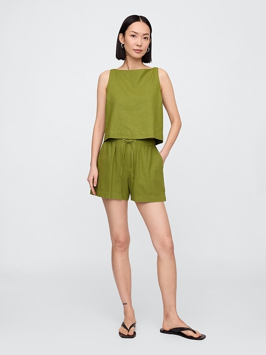 Image number 3 showing, Linen-Blend Apron Top