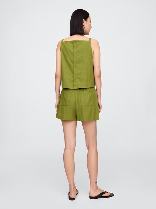 Image number 4 showing, 4" Mid Rise Pull-On Linen-Blend Shorts