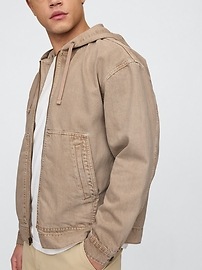 Oversized Denim Hoodie Chore Jacket