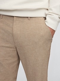 Straight Linen-Blend Pants
